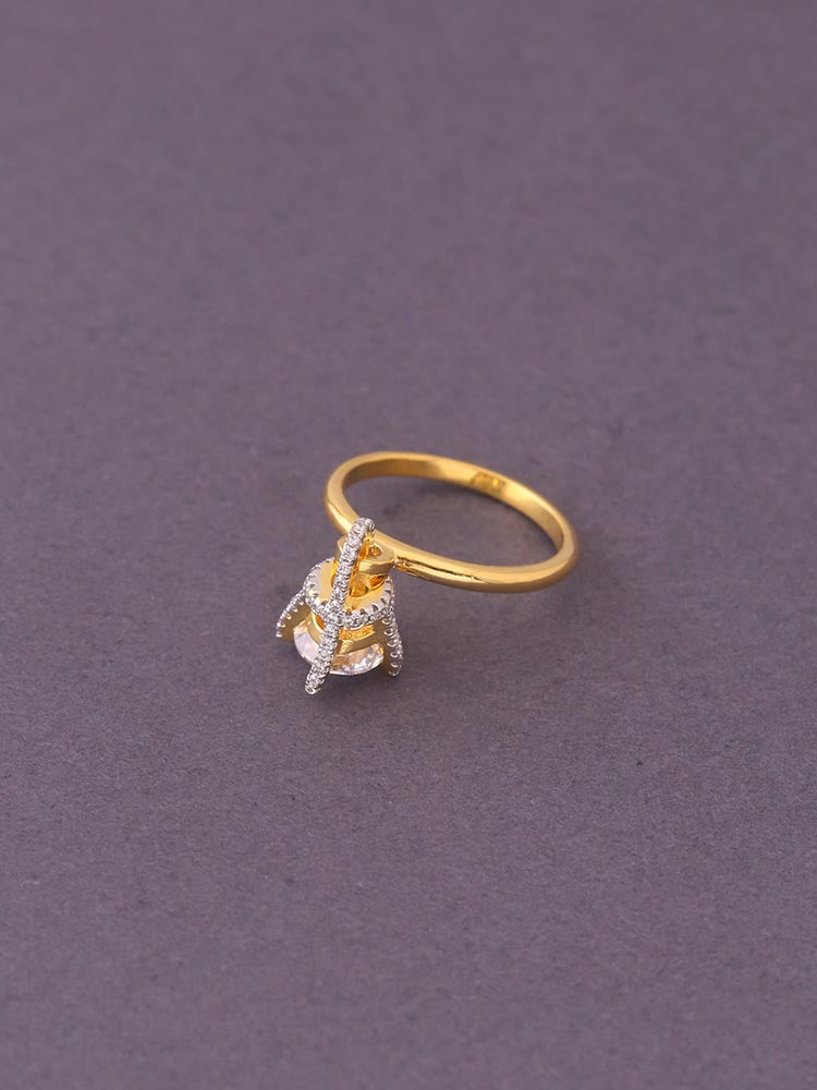 Golden Nupoor Zirconia Ring - EOSS