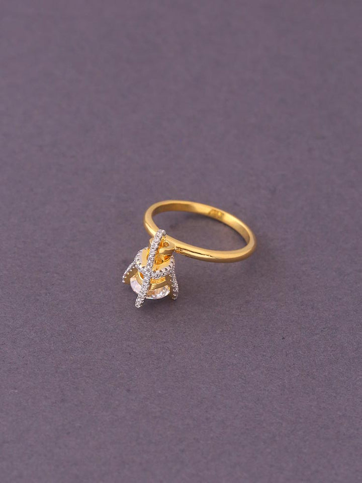 Golden Nupoor Zirconia Ring - EOSS