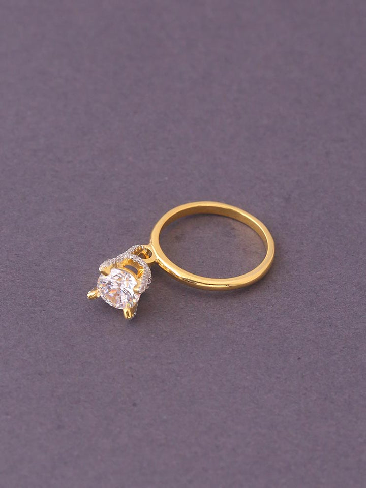 Golden Nupoor Zirconia Ring - EOSS