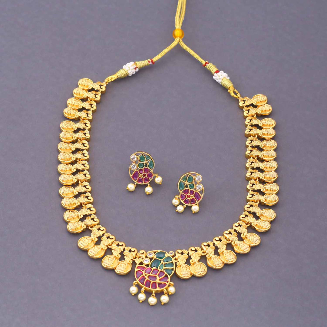Golden Nyara Temple Jewellery Set - New Arrival