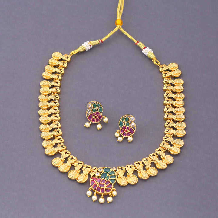Golden Nyara Temple Jewellery Set - New Arrival