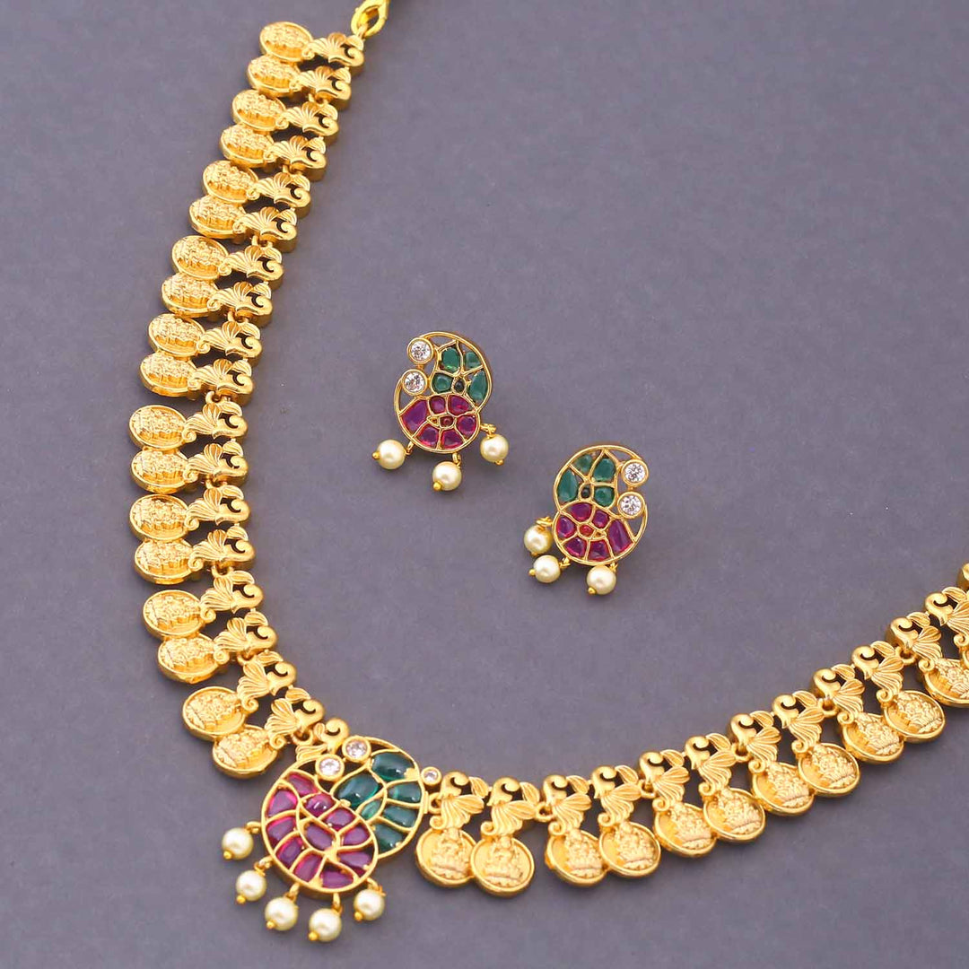 Golden Nyara Temple Jewellery Set - New Arrival