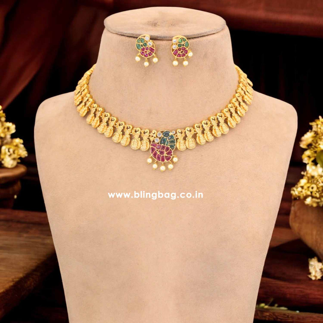 Golden Nyara Temple Jewellery Set - New Arrival