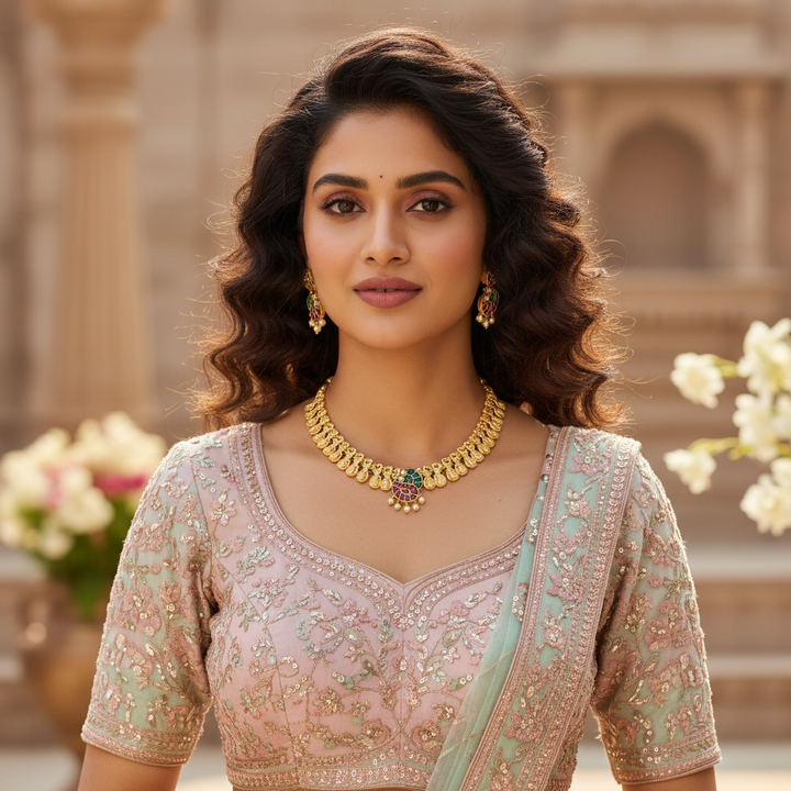 Golden Nyara Temple Jewellery Set - New Arrival