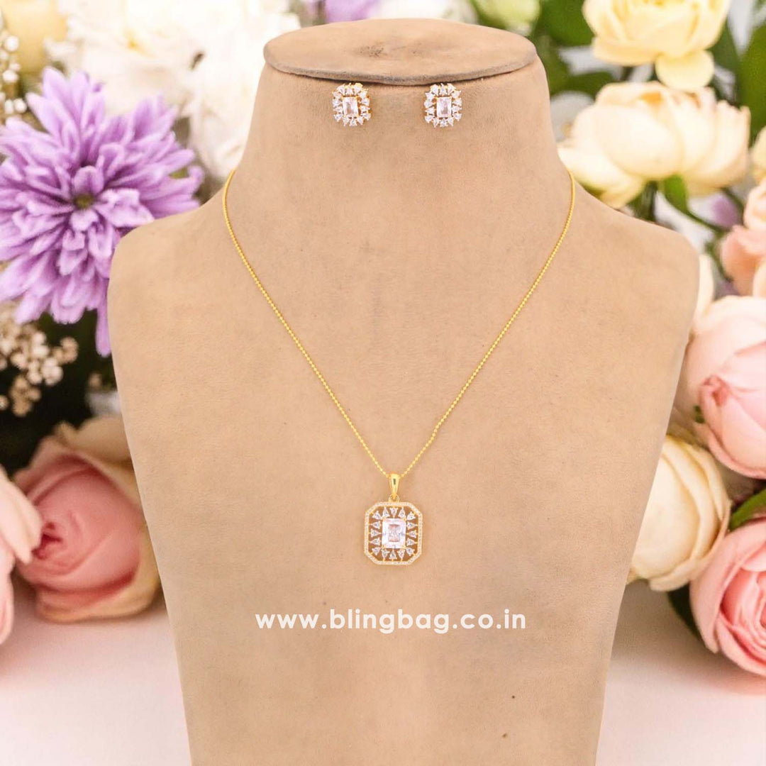 Golden Nylah Zirconia Pendant Set