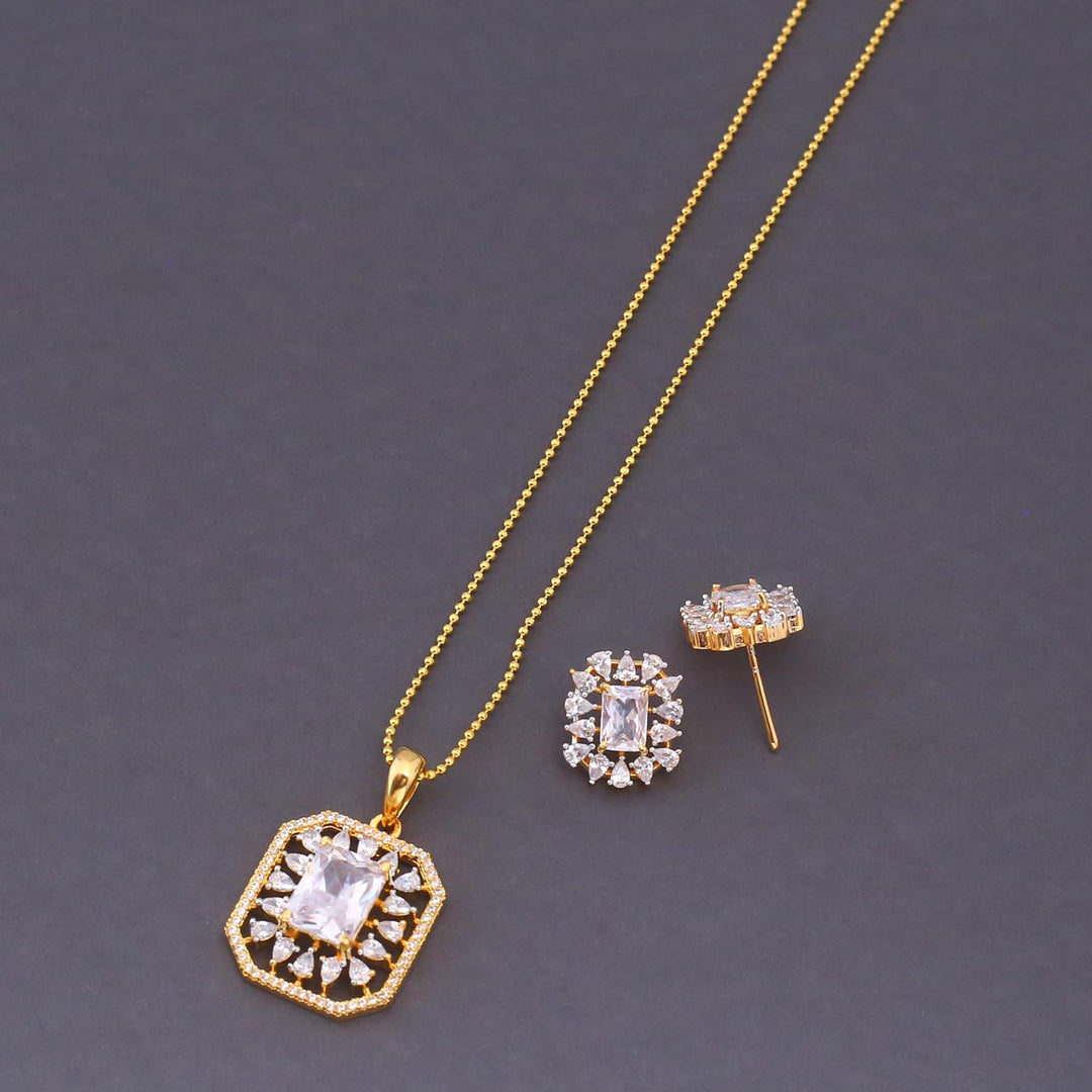 Golden Nylah Zirconia Pendant Set