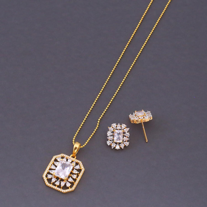 Golden Nylah Zirconia Pendant Set