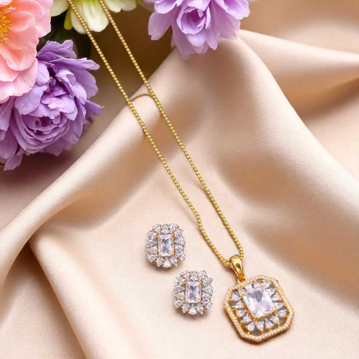 Golden Nylah Zirconia Pendant Set