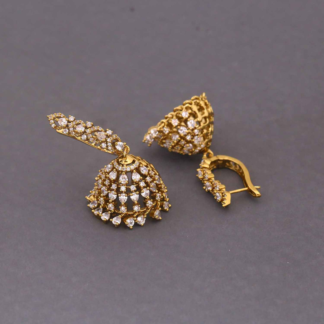Golden Ottilie Zirconia Jhumkis