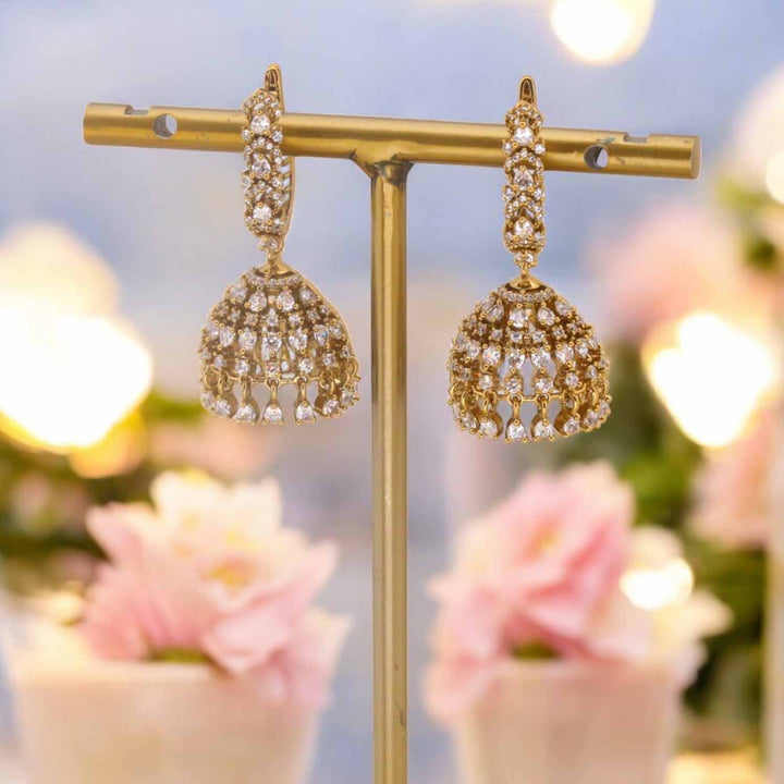 Golden Ottilie Zirconia Jhumkis