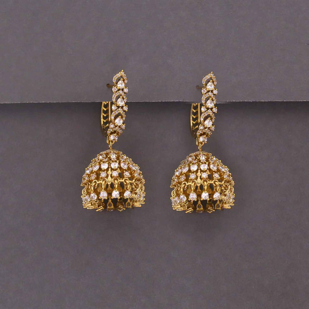 Golden Ottilie Zirconia Jhumkis