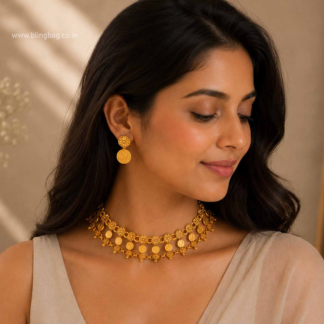 Golden Padmaa Temple Jewellery Set- New Arrival
