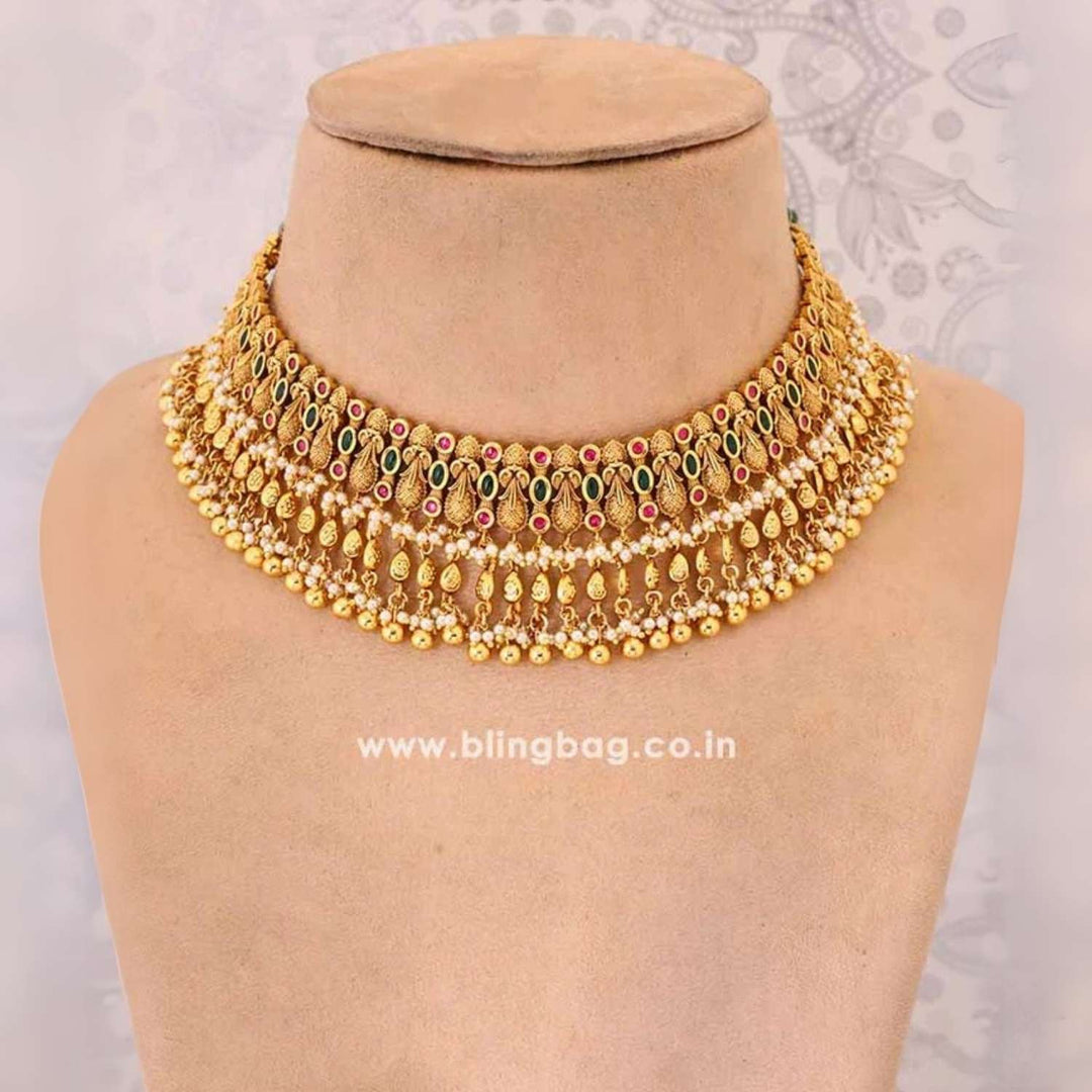 Golden Padmavati Antique Jewellery Set