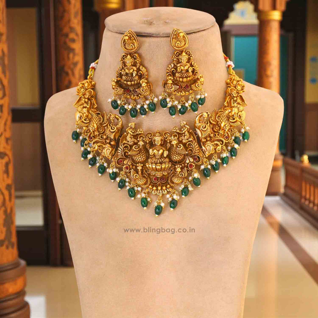 Golden Padmavatia Temple Jewellery Set - New Arrival