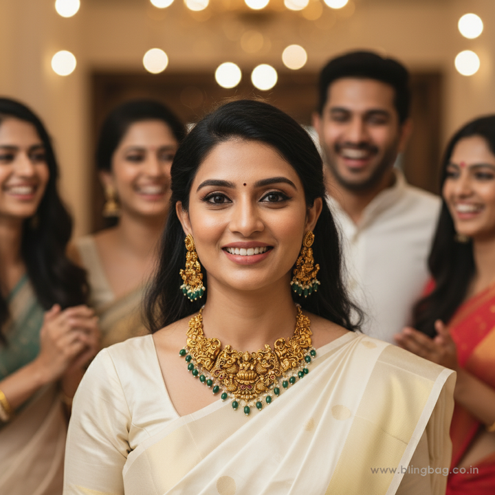 Golden Padmavatia Temple Jewellery Set - New Arrival