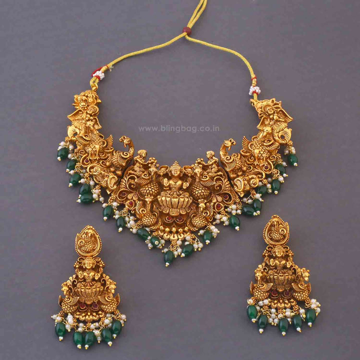 Golden Padmavatia Temple Jewellery Set - New Arrival