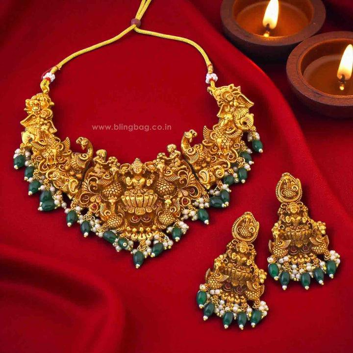 Golden Padmavatia Temple Jewellery Set - New Arrival