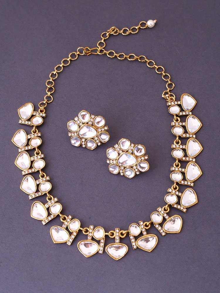 Golden Padminii Kundan Jewellery Set