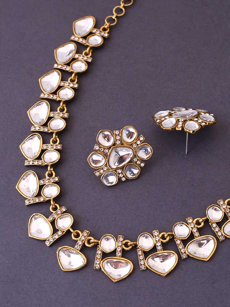 Golden Padminii Kundan Jewellery Set