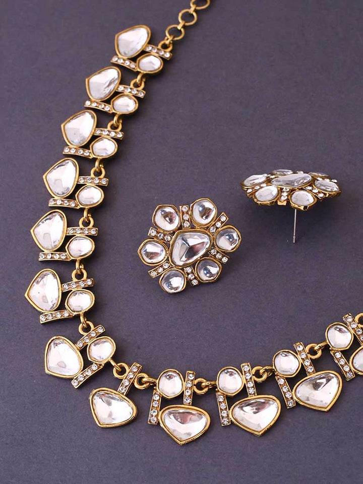 Golden Padminii Kundan Jewellery Set