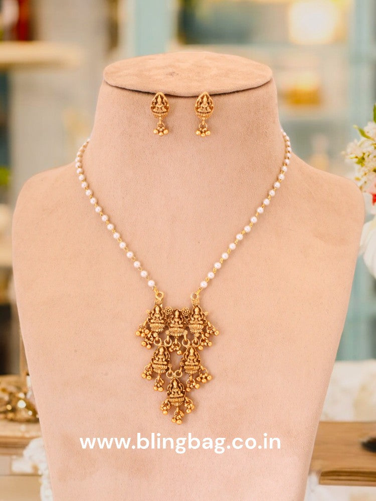 Golden Parameshwari Temple Jewellery Set - New Arrival