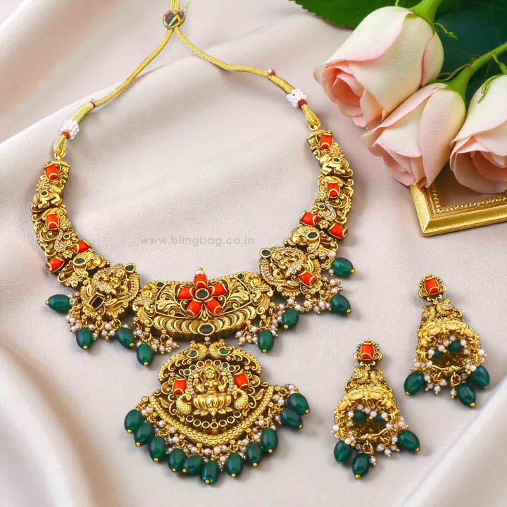 Multicolor Parvatia Temple Jewellery Set - New Arrival