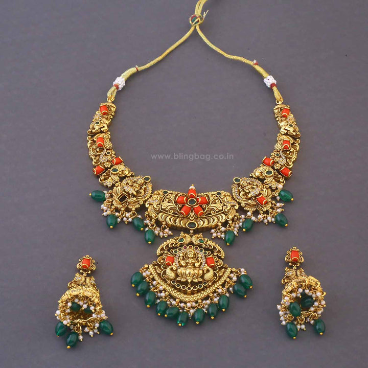 Multicolor Parvatia Temple Jewellery Set - New Arrival