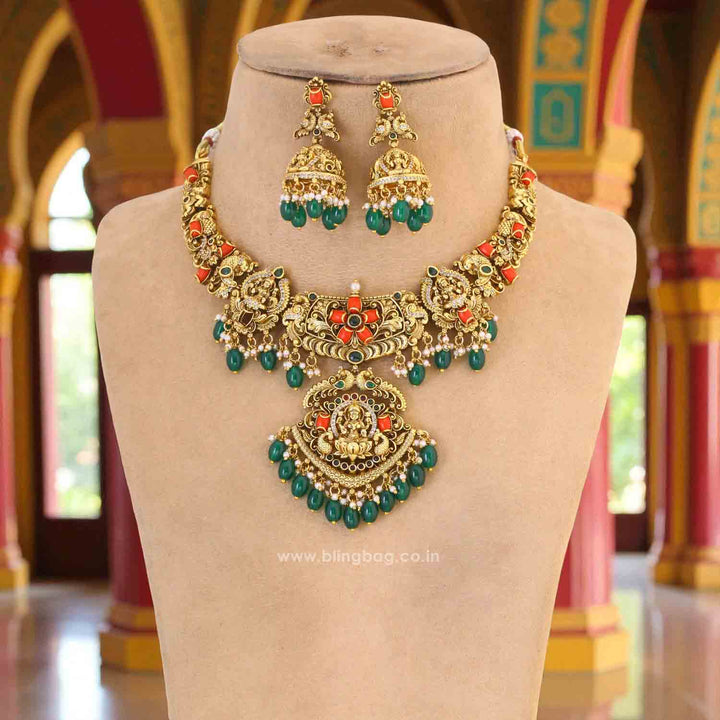 Multicolor Parvatia Temple Jewellery Set - New Arrival