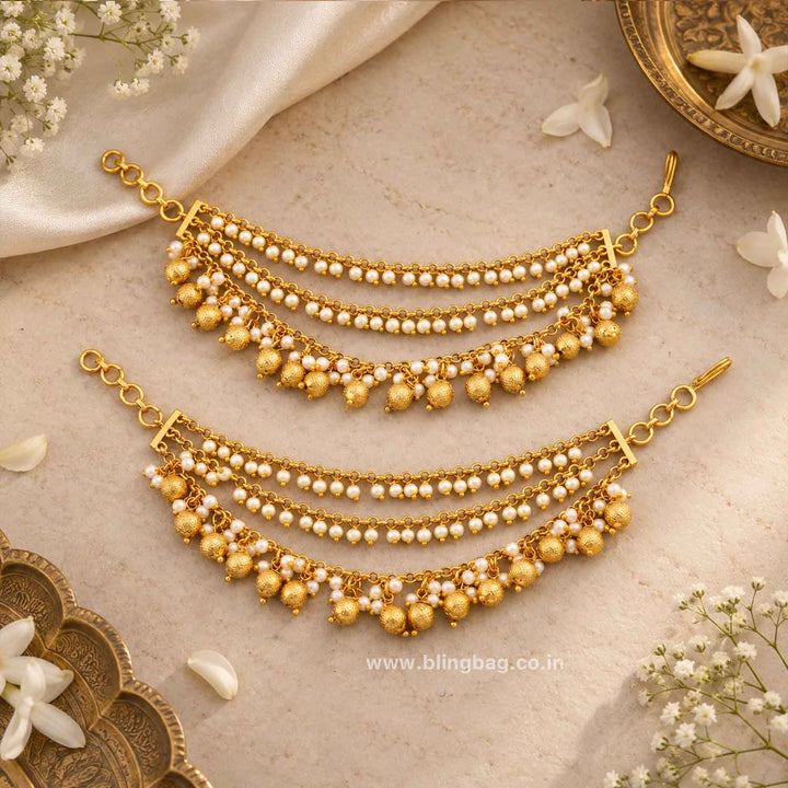 Golden Payalini Antique Ear Chain