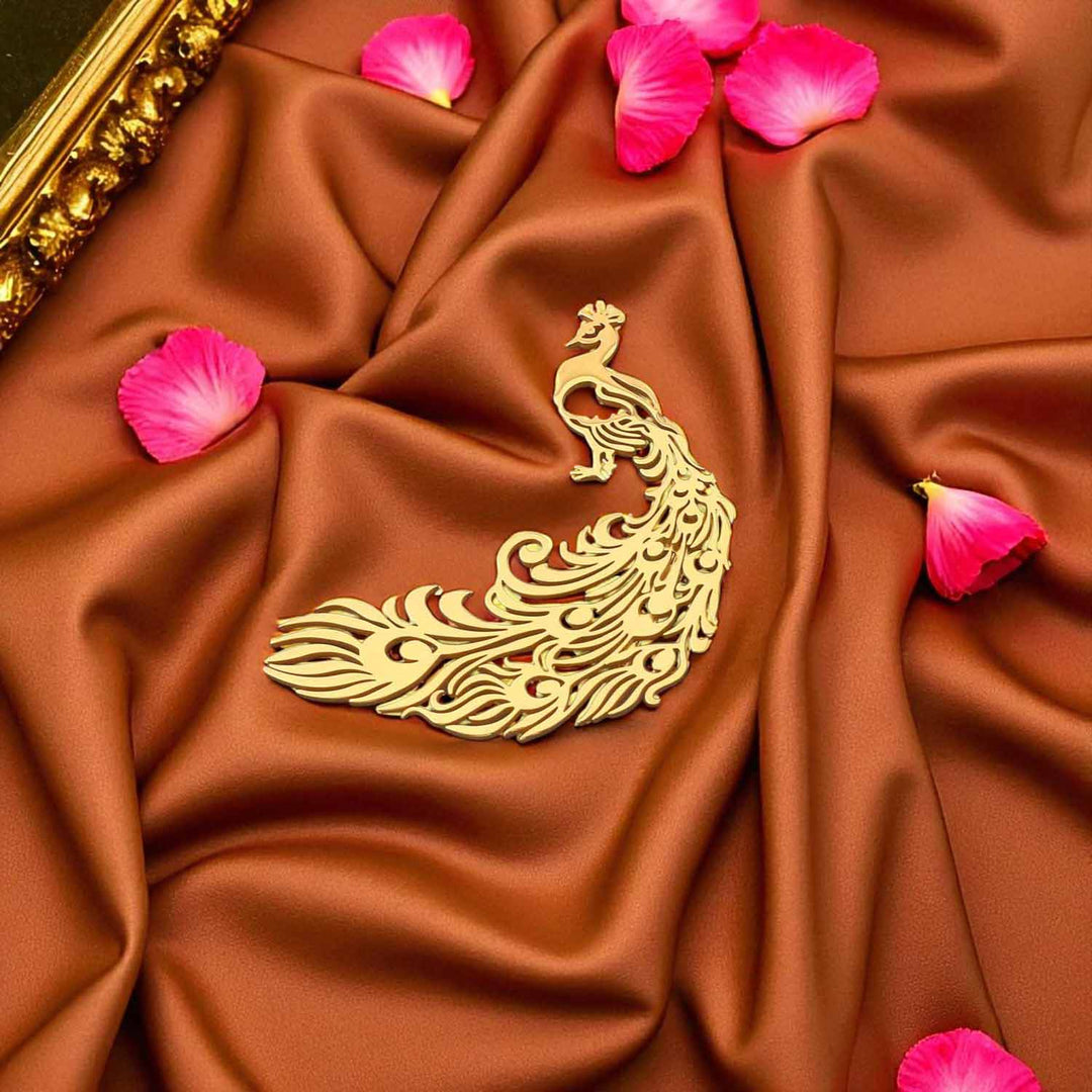Golden Peacock Brooch