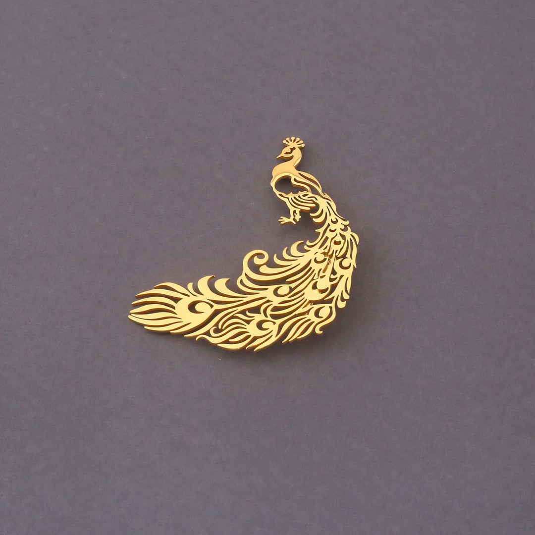 Golden Peacock Brooch