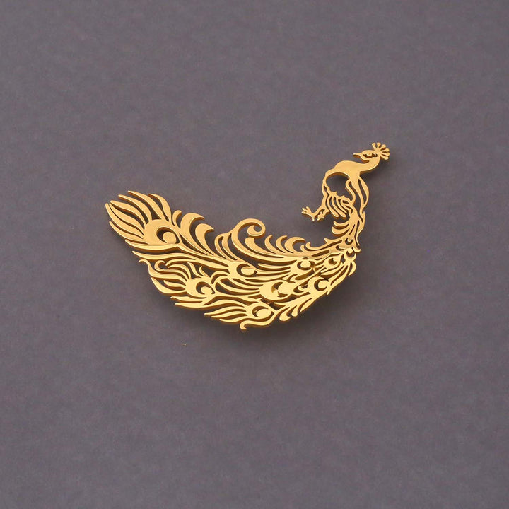 Golden Peacock Brooch