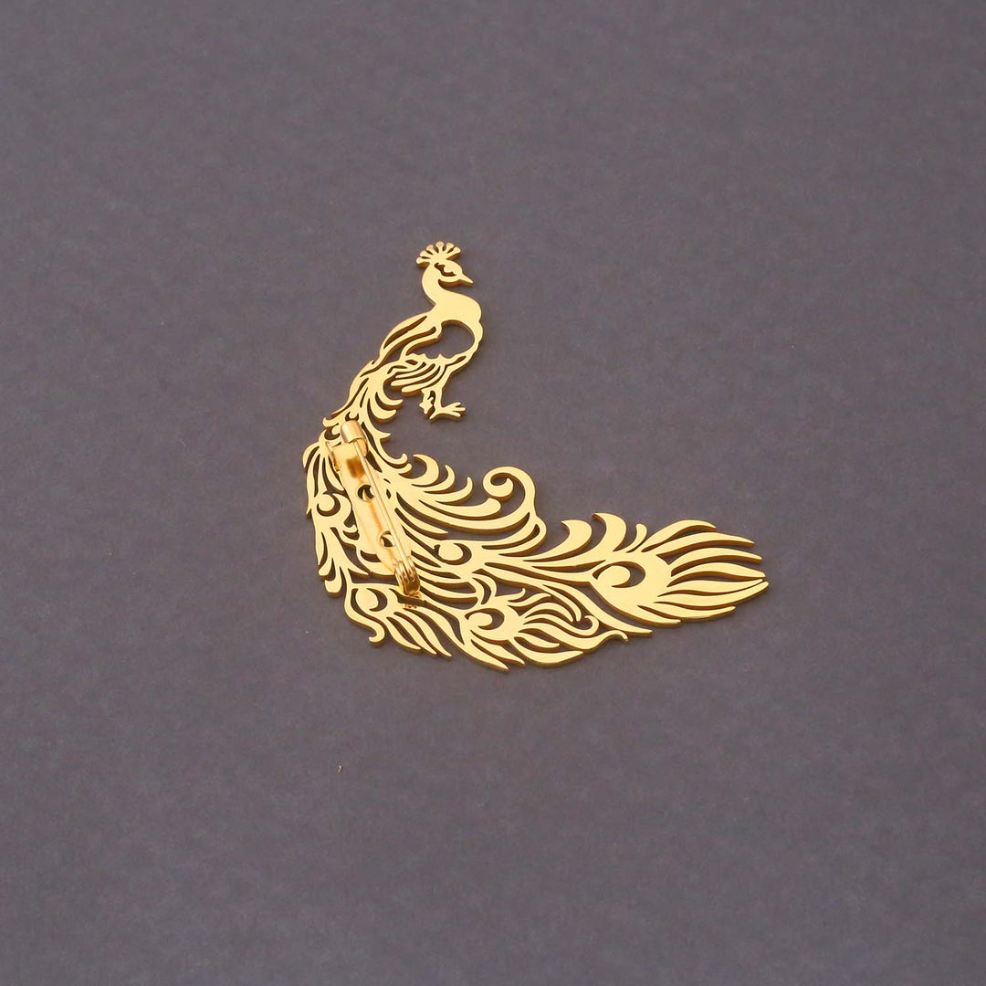 Golden Peacock Brooch