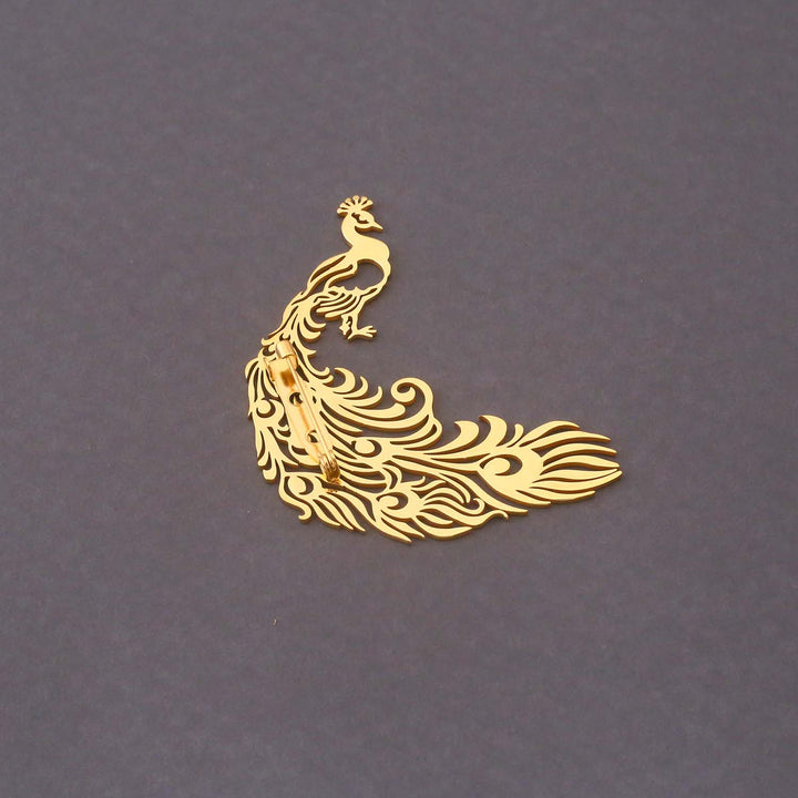 Golden Peacock Brooch