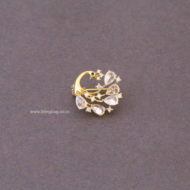 Golden Peacock Shine Brooch