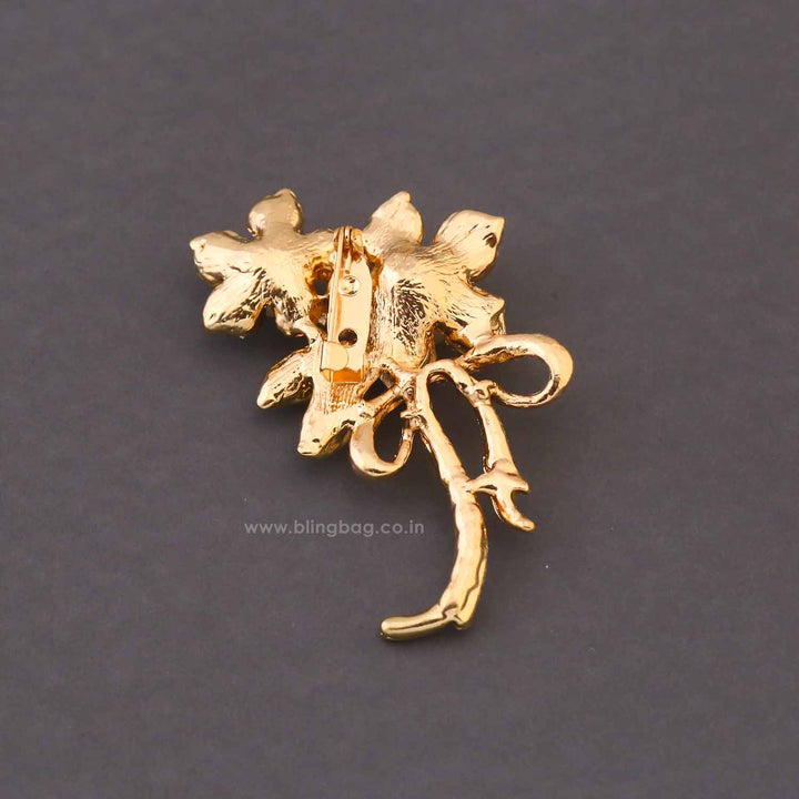 Golden Pearl Flower Brooch