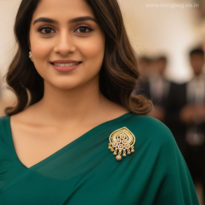 Golden Petal Crest Brooch