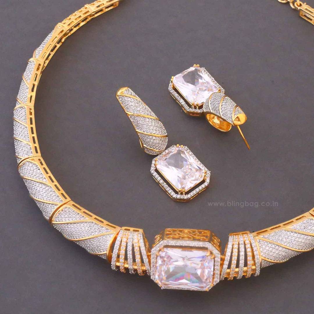 Golden Pire Hasli Zirconia Jewellery Set