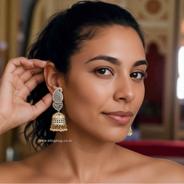 Golden Polina Zirconia Jhumkis