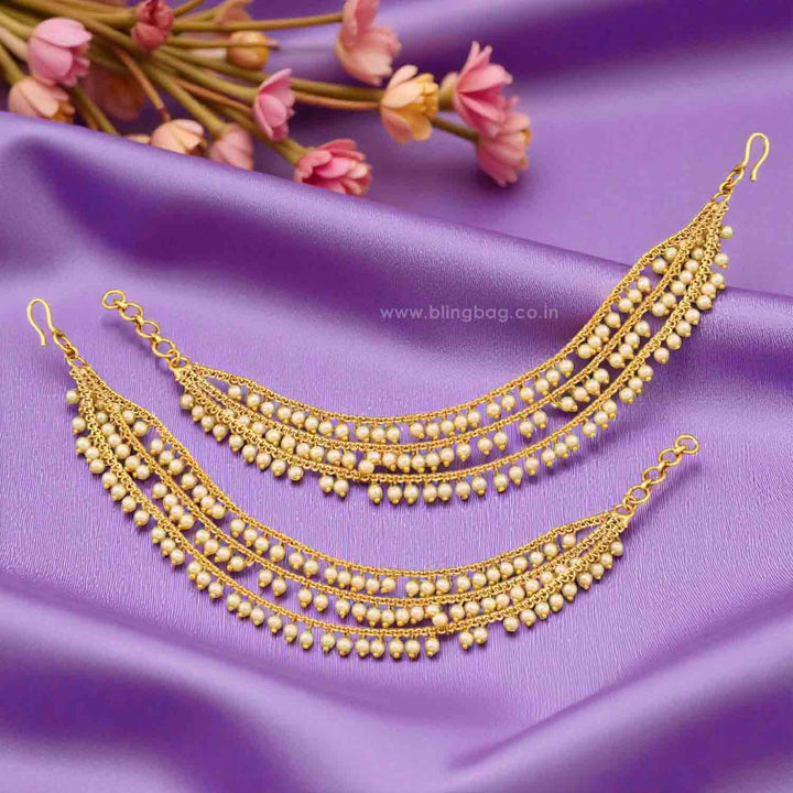 Golden Poornima Antique Ear Chain