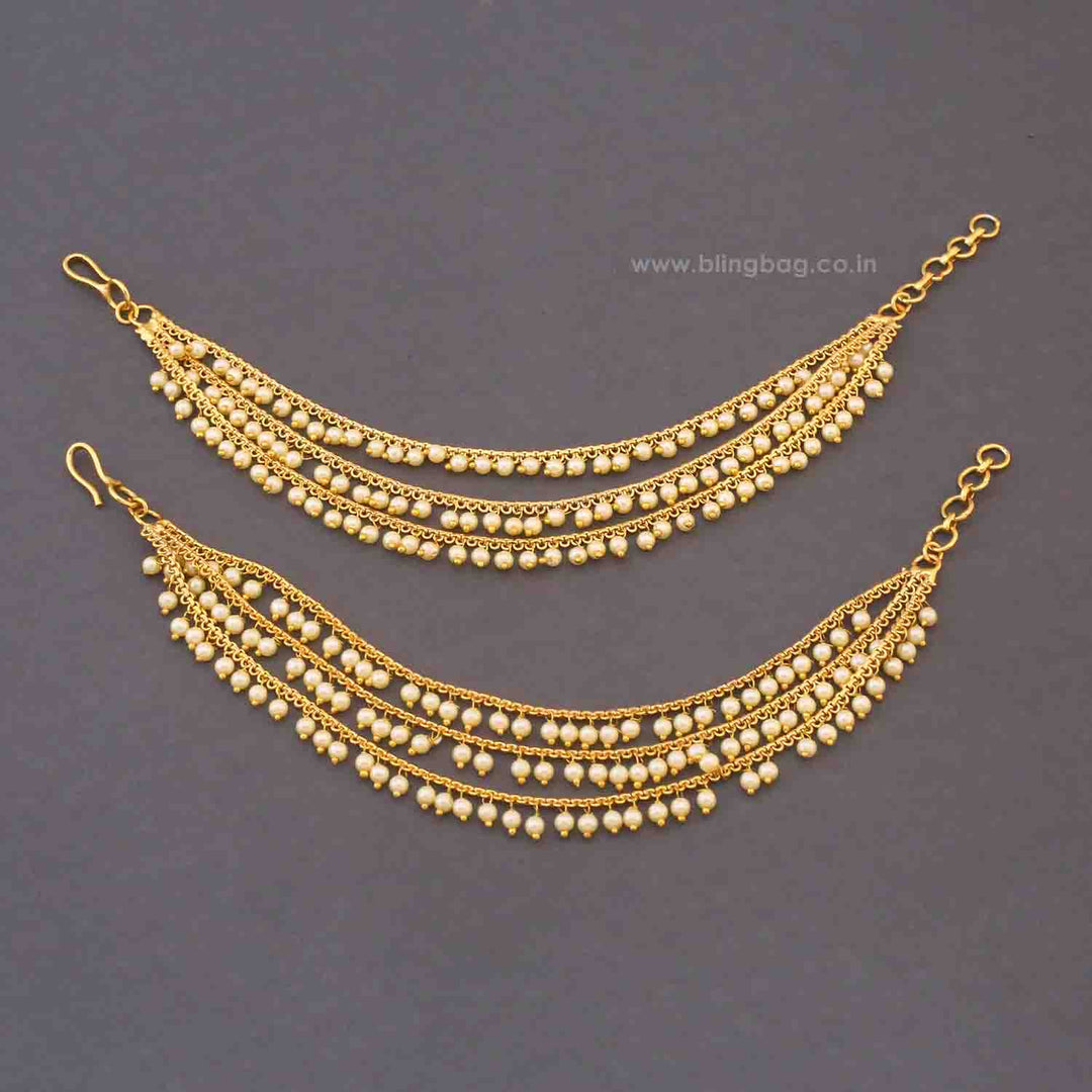 Golden Poornima Antique Ear Chain