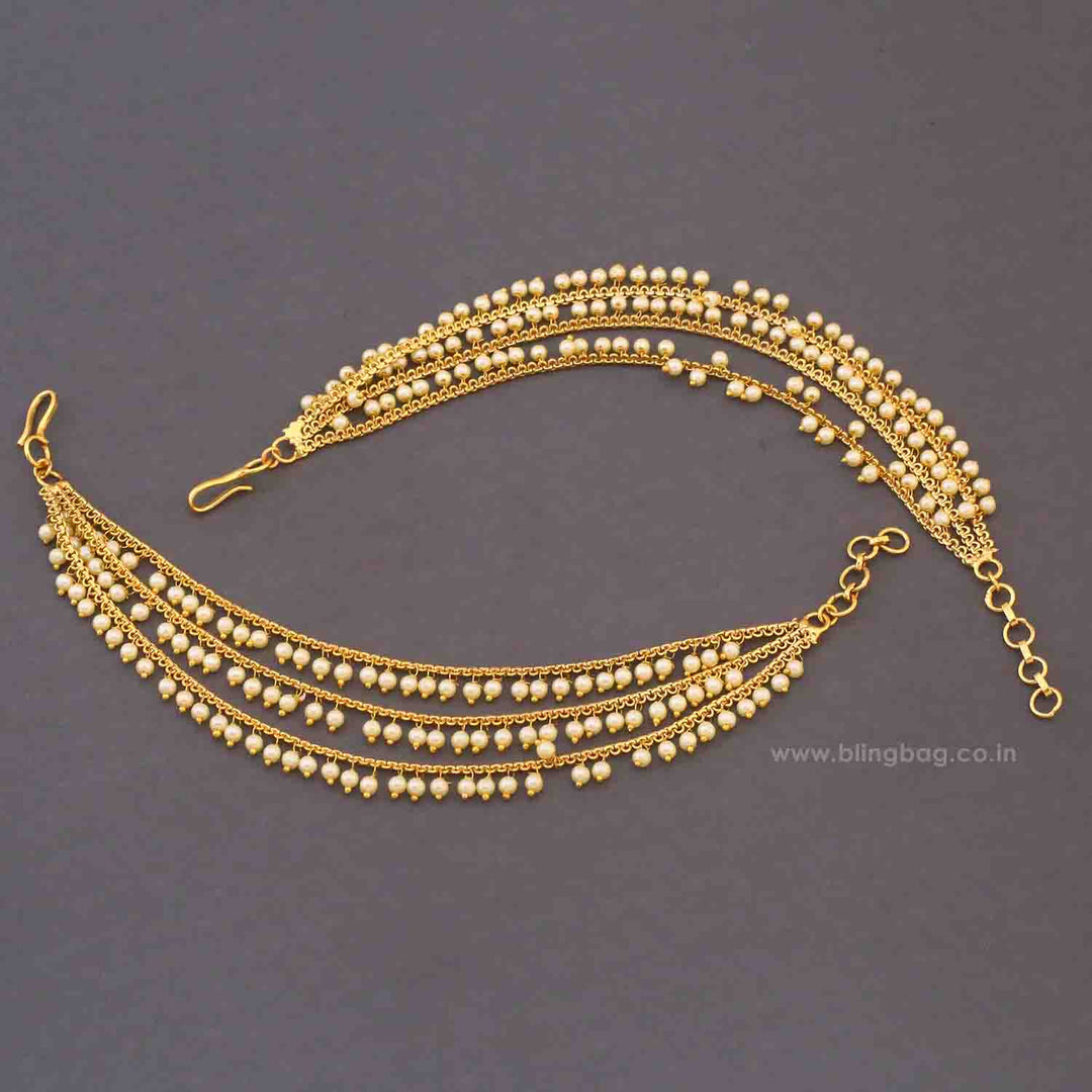 Golden Poornima Antique Ear Chain