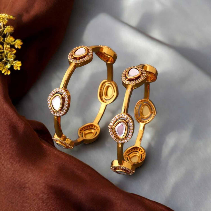 Golden Pralaya Kundan Bangles