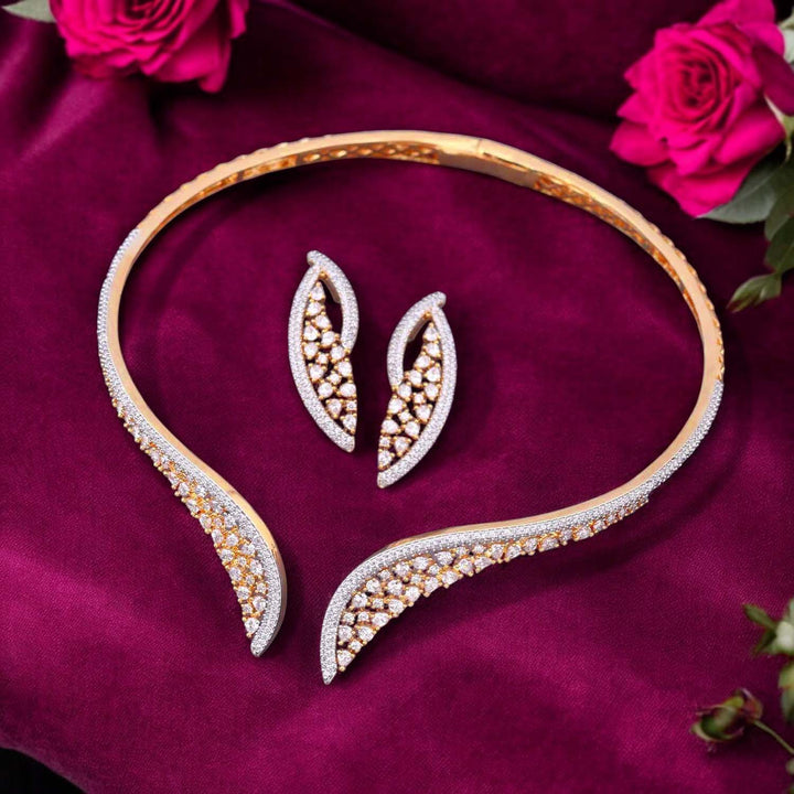 Golden Prelisa Hasli Zirconia Jewellery Set