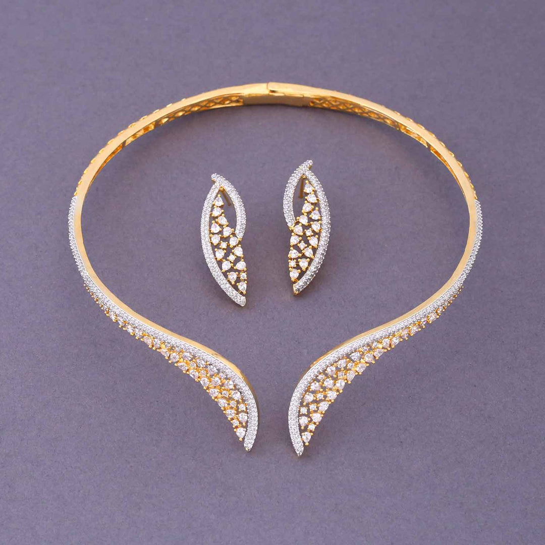 Golden Prelisa Hasli Zirconia Jewellery Set