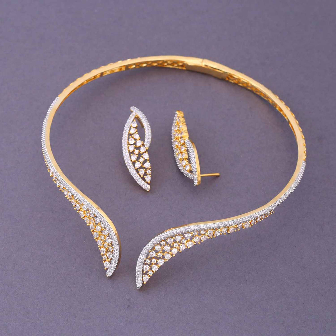 Golden Prelisa Hasli Zirconia Jewellery Set