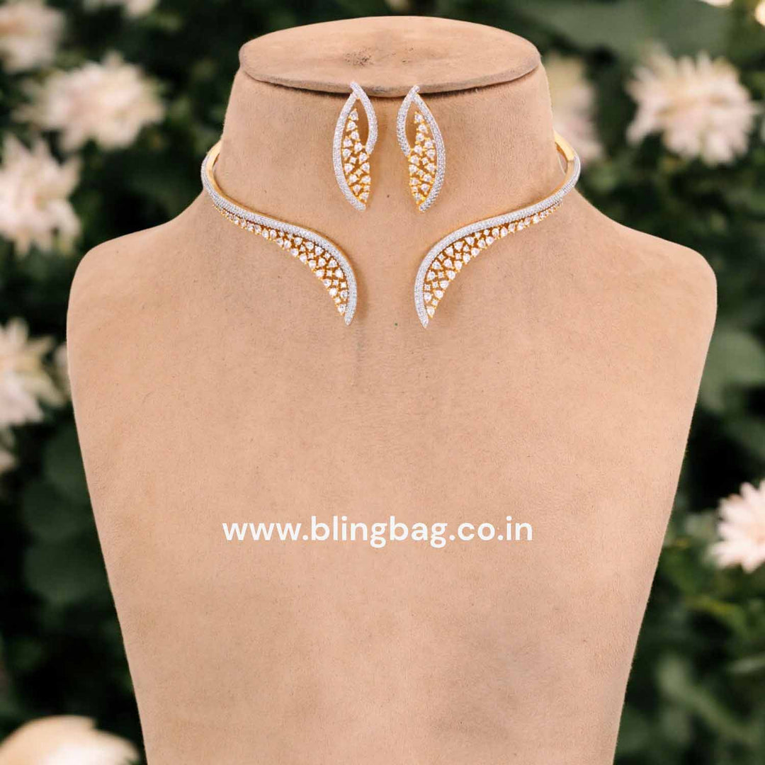 Golden Prelisa Hasli Zirconia Jewellery Set