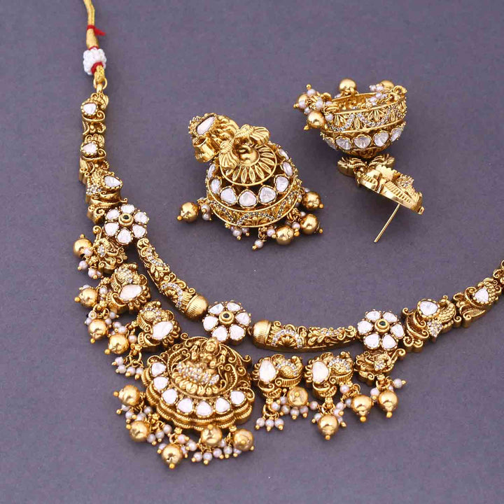 Golden Premaroopa Hasli Temple Jewellery Set- New Arrival
