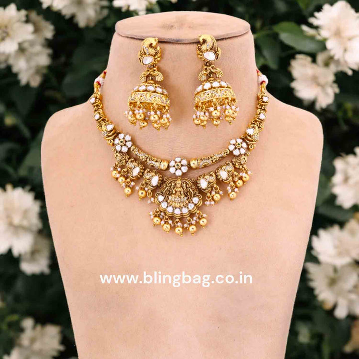 Golden Premaroopa Hasli Temple Jewellery Set- New Arrival