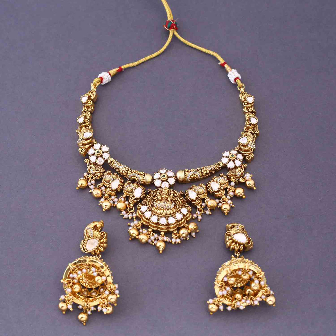 Golden Premaroopa Hasli Temple Jewellery Set- New Arrival